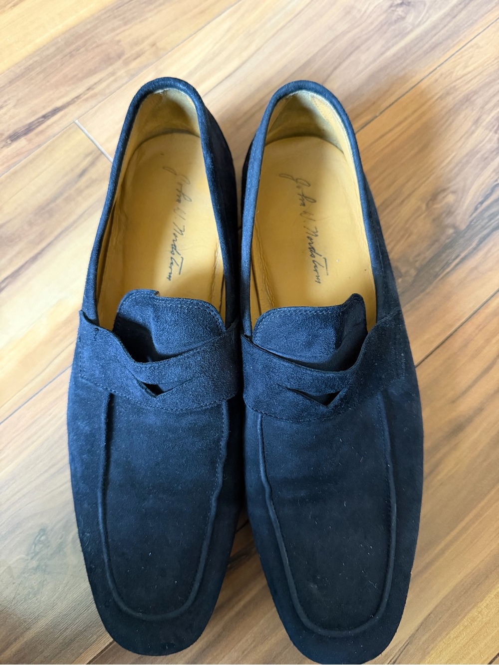 John W. Nordstrom Men's Navy Suede Penny Loafers - Classic Slip-On Style - Picture 3 of 7